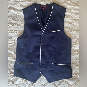 Paul Stuart Midnight Blue Vest with Ivory Accents